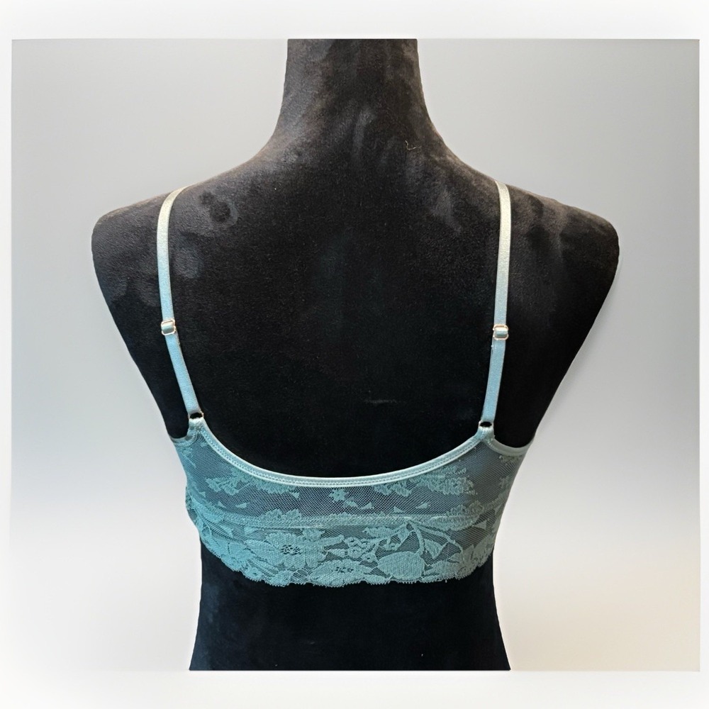 Aerie Wildflower Lace Triangle Bralette Sz S Dainty Feminine Girlcore Sage Green - Picture 2 of 6